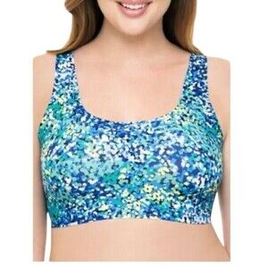No Boundaries Bonded Scoop Bralette Padded Blue Confetti  Juniors Size Small